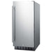 Summit SPR316OSCSS 15-inch outdoor all-stainless all-refrigerator, angled view