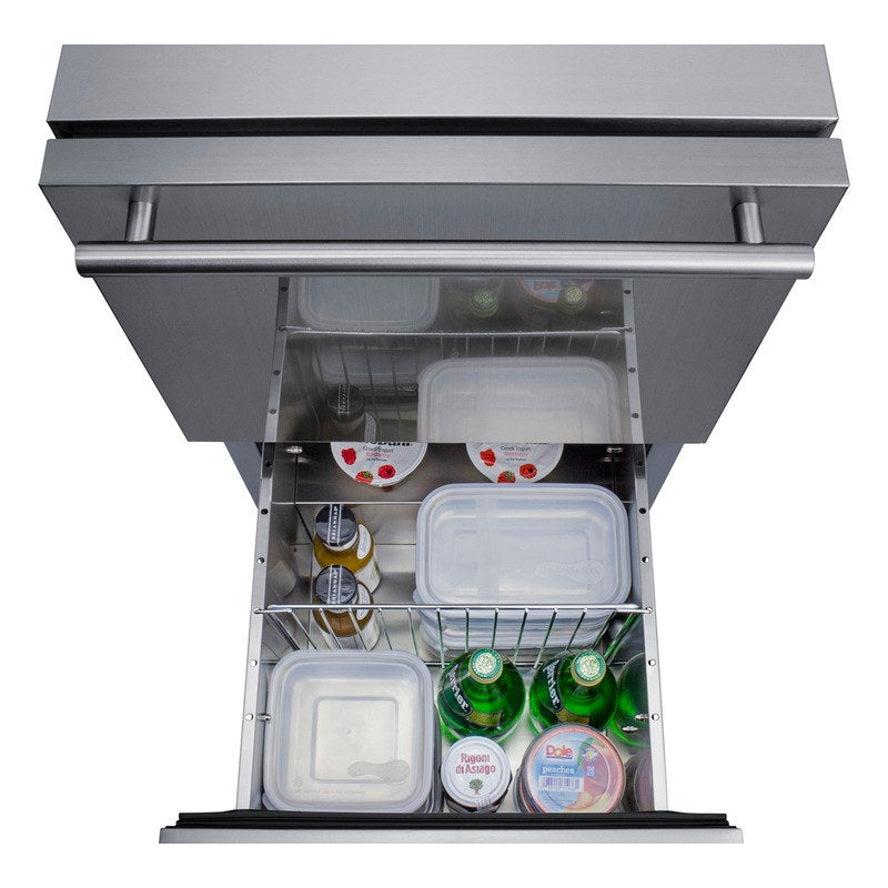 Summit ADRD18OS drawer refrigerator open with fresh food storage