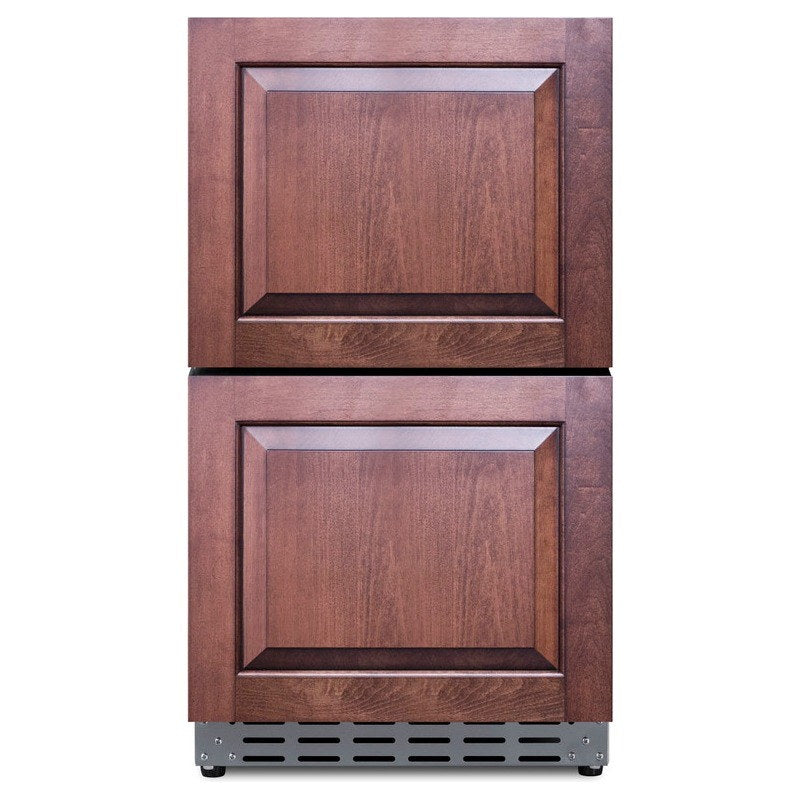 Front view of the Summit ADRD18OS with custom wood overlay panels