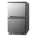 Angled view of the Summit ADRD18 18-inch ADA 2-drawer all-refrigerator with stainless drawers