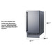 Summit BIM182OS 18-inch outdoor clear icemaker, dimensioned line drawing