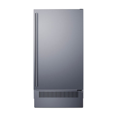 Summit BIM182OS 18-inch outdoor clear icemaker, stainless steel door with towel bar handle, front view
