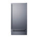Summit BIM182OS 18-inch outdoor clear icemaker, stainless steel door with towel bar handle, front view