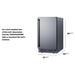 Summit BIM182OSADA 18-inch ADA height outdoor clear icemaker, dimensioned line drawing