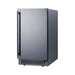 Summit BIM182OSADA 18-inch ADA height outdoor clear icemaker, stainless steel cabinet, angled view
