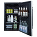 Summit SPR196OS 19-inch outdoor shallow-depth all-refrigerator, door open, stocked with food and drinks