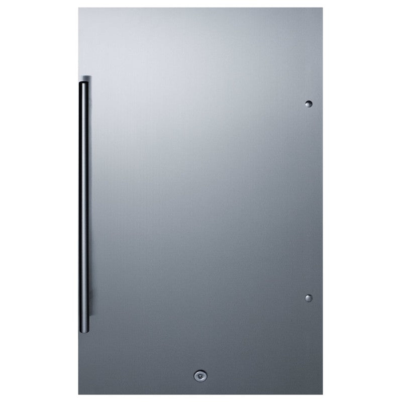 Summit SPR196OSADA 19-inch shallow-depth outdoor ADA all-refrigerator, stainless steel door, front view