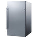 Summit SPR196OSCSS 19-inch outdoor all-stainless all-refrigerator, angled view