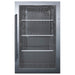 Summit SPR488BOSADA 19-inch shallow-depth outdoor ADA glass-door beverage cooler, black glass door, front view