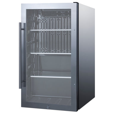 Summit SPR488BOSCSS 19-inch outdoor all-stainless beverage cooler, stainless cabinet, angled view