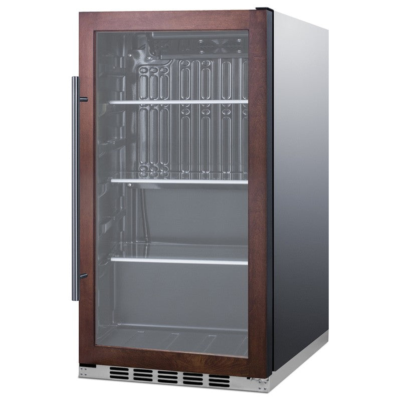 Summit SPR488BOSCSSPNR 19-inch outdoor all-stainless panel-ready beverage cooler, stainless cabinet, angled view
