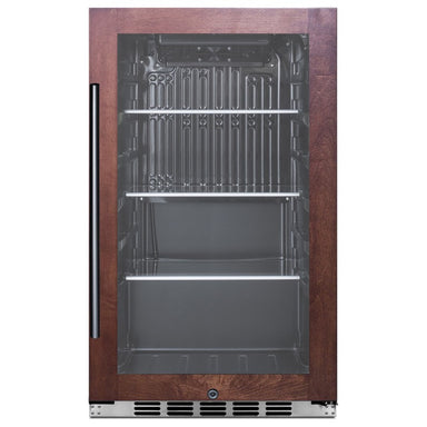 Summit SPR488BOSCSSPNR 19-inch outdoor all-stainless panel-ready beverage cooler, panel-ready glass door with wood panel, front view