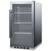 Summit SPR488BOSH34CSS 19-inch shallow-depth outdoor all-stainless glass-door beverage cooler, angled view