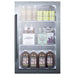 Summit SPR489OS 19-inch outdoor glass-door beverage cooler, glass door showing stocked beverages