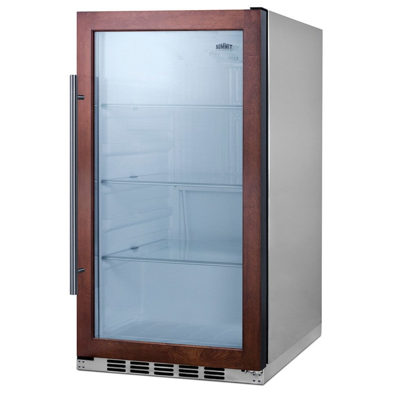 Summit SPR489OSCSSPNR 19-inch outdoor all-stainless panel-ready beverage cooler, stainless cabinet, angled view