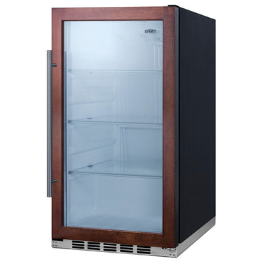 Summit SPR489OSPNR 19-inch shallow-depth outdoor panel-ready glass-door beverage cooler, angled view
