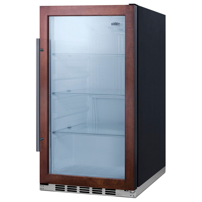 Summit SPR489OSPNR 19-inch shallow-depth outdoor panel-ready glass-door beverage cooler, angled view