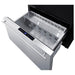 Open drawer interior with divider rails and digital display on the Summit FF1DSS