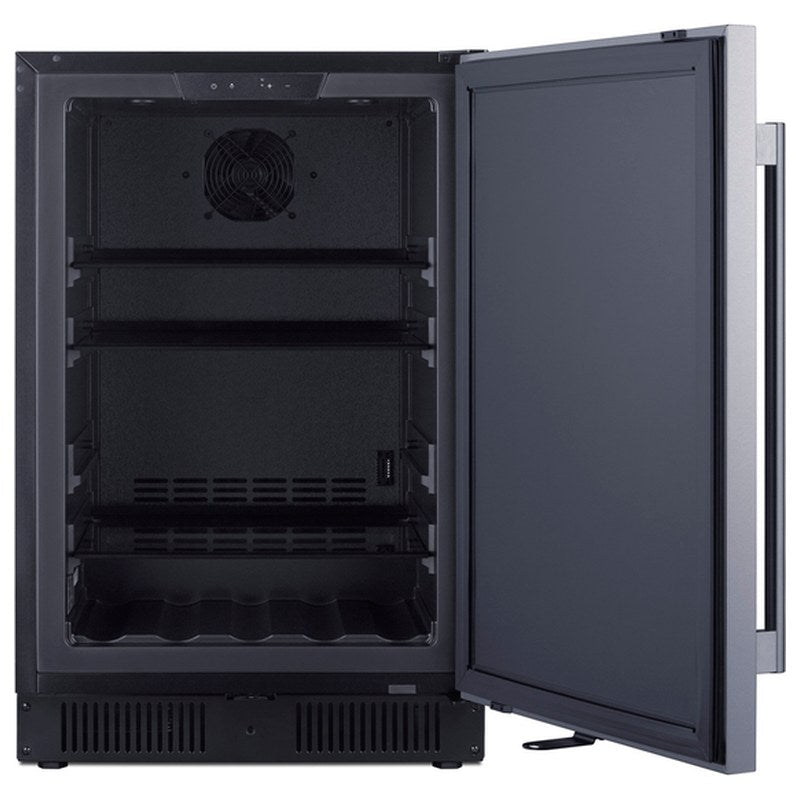 Summit SPR621OS 21-inch outdoor ADA all-refrigerator, door open showing empty interior