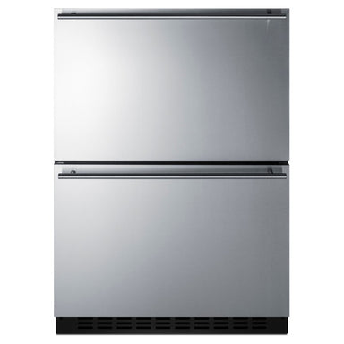 Summit ADFD243 24-inch ada 2 drawer all freezer, stainless steel drawer fronts, black cabinet, front view