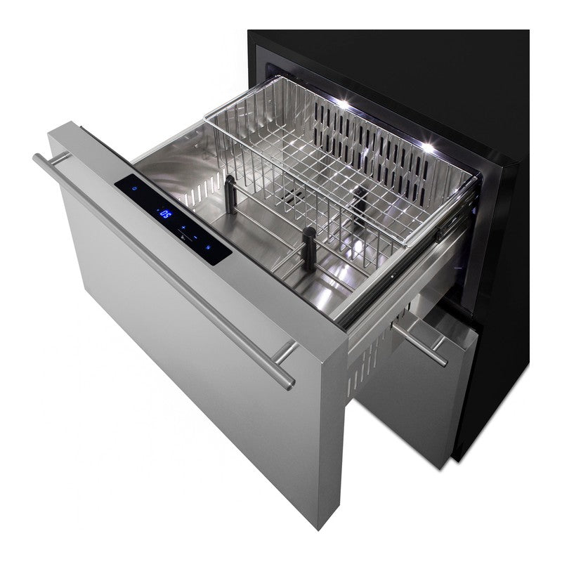 Summit ADFD243 24-inch ada 2 drawer all freezer, top drawer open showing interior