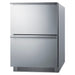 Summit ADFD243CSS 24-inch ada all stainless 2 drawer all freezer, stainless cabinet, angled view