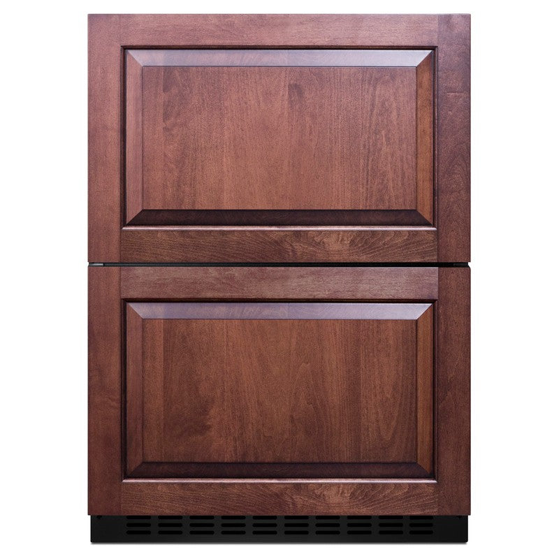 Summit ADFD243PNR 24-inch ada panel ready 2 drawer all freezer, shown with customer-supplied overlay panels, front view