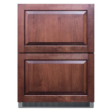 Summit ADFD2D24PNR 24-inch energy star ada panel ready 2 drawer all freezer, shown with customer-supplied overlay panels, front view