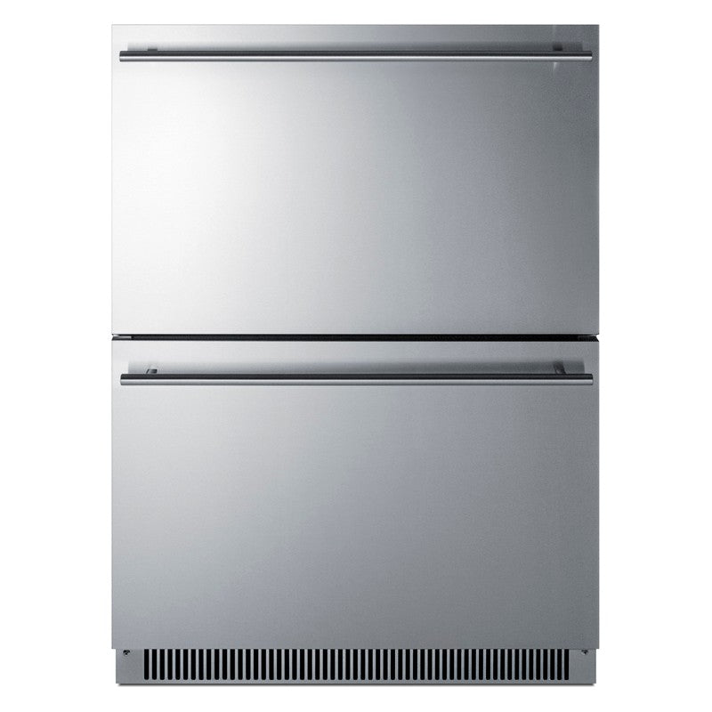 Summit ADFD2D24PNR 24-inch energy star ada panel ready 2 drawer all freezer, stainless steel drawer fronts without panels, front view