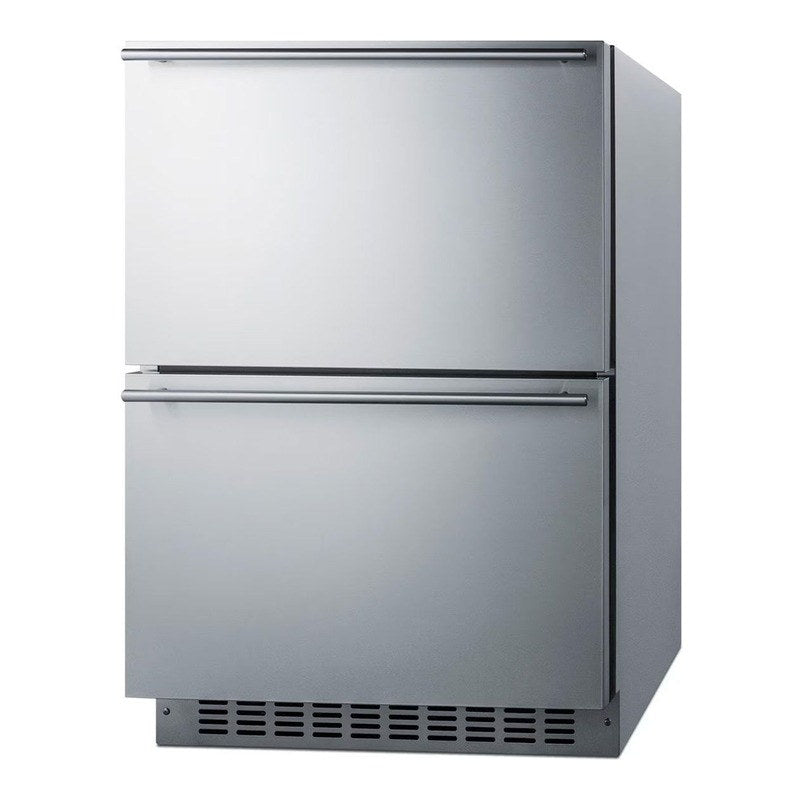 Front view of the Summit ADRD241CSS 24-inch ADA 2-drawer all-refrigerator in stainless steel