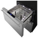 Summit ADRF244 24-inch ADA 2-drawer refrigerator-freezer, refrigerator drawer open showing stainless interior