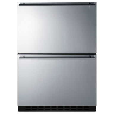 Summit ADRF244OS 24-inch outdoor ADA 2-drawer refrigerator-freezer, stainless steel drawers, front view