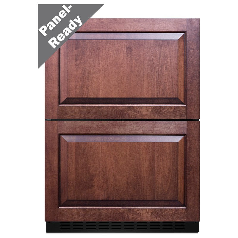 Summit ADRF244PNR 24-inch ADA panel-ready 2-drawer refrigerator-freezer, custom panels with Panel-Ready badge
