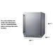 Summit AL55OSCSS 24-inch outdoor ADA all-refrigerator, dimension drawing with width, height and depth