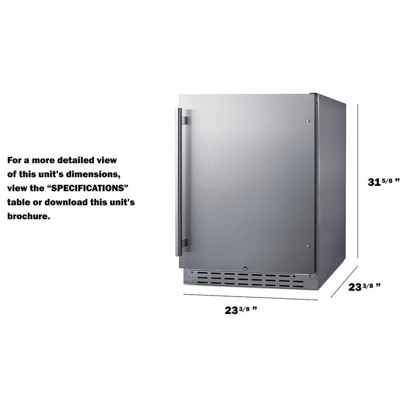 Summit AL55OSCSS 24-inch outdoor ADA all-refrigerator, dimension drawing with width, height and depth