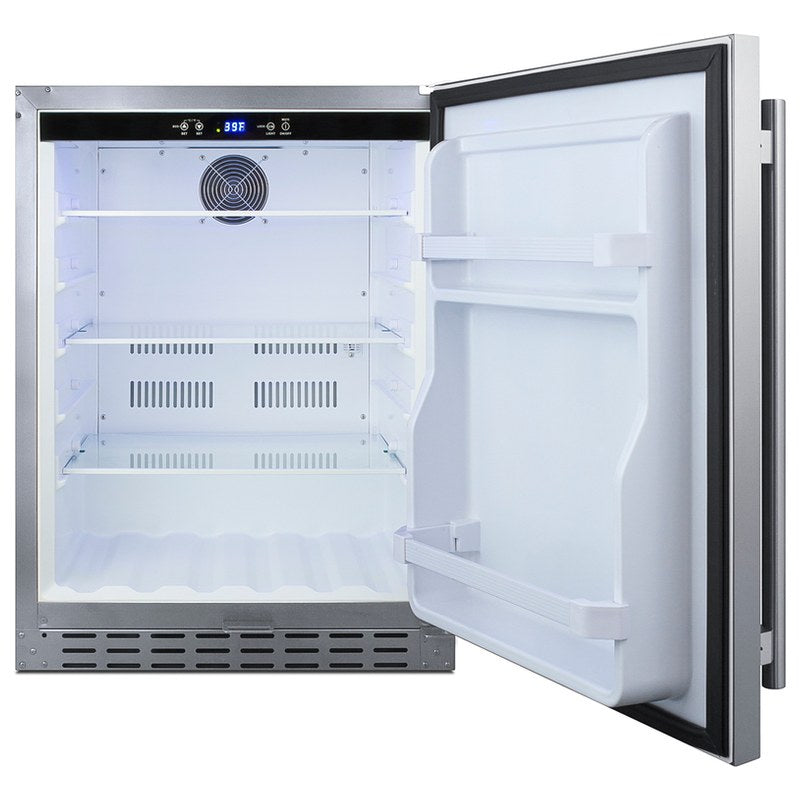 Summit AL55OSCSS 24-inch outdoor ADA all-refrigerator, door open showing empty interior