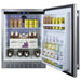 Summit AL55OSCSS 24-inch outdoor ADA all-refrigerator, door open, stocked, angled view