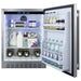 Summit AL55OSCSS 24-inch outdoor ADA all-refrigerator, door open, stocked with food and drinks