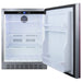 Summit AL55OSCSSIF 24-inch outdoor ADA panel-ready all-refrigerator, door open showing empty white interior and door shelves