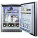 Summit AL55OSCSSIF 24-inch outdoor ADA panel-ready all-refrigerator, door open, stocked with food and drinks