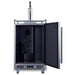 Summit BC74OSCOM 24-inch commercial outdoor single tap kegerator, door open showing empty interior and tap cooling tube