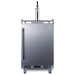 Summit BC74OSCOM 24-inch commercial outdoor single tap kegerator, stainless steel door and cabinet with single tap tower, front view
