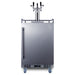 Summit BC74OSCOMTRIPLE 24-inch commercial outdoor triple tap kegerator, stainless steel door and cabinet with triple tap tower, front view