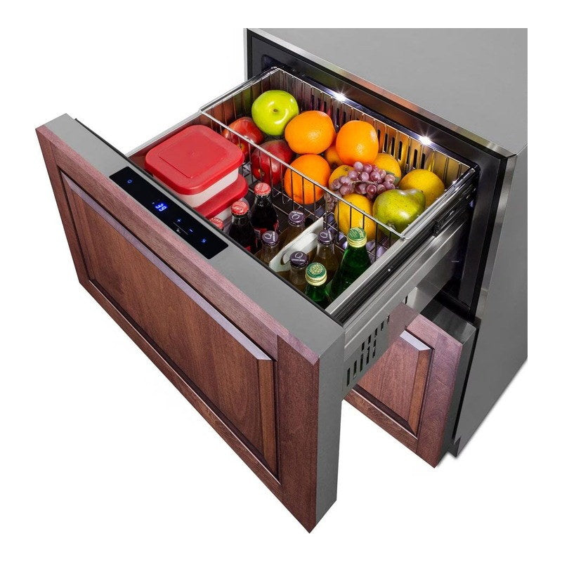 Summit drawer open and loaded with fresh food