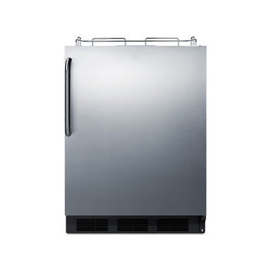 Summit SBC54OSBIADANK 24-inch ADA height outdoor kegerator, stainless steel door with towel bar handle, no tap tower, front view