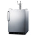 Summit SBC54OSBIADAWKDTWIN 24-inch ADA height outdoor dual tap wine dispenser, twin tap tower and towel bar handle, angled view