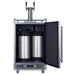 Summit SBC682CFTWIN 24-inch dual tap cold brew coffee kegerator, door open showing ball lock Cornelius kegs connected inside