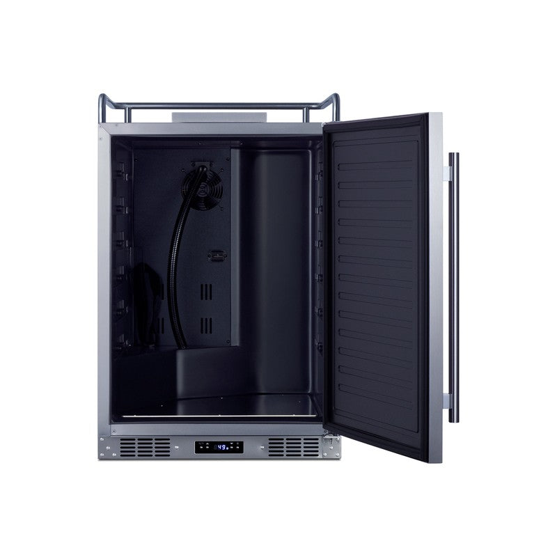 Summit SBC682NK 24-inch outdoor kegerator, door open showing empty interior