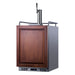 Summit SBC682PNR 24-inch indoor outdoor panel-ready single tap kegerator, shown with wood overlay panel, angled view