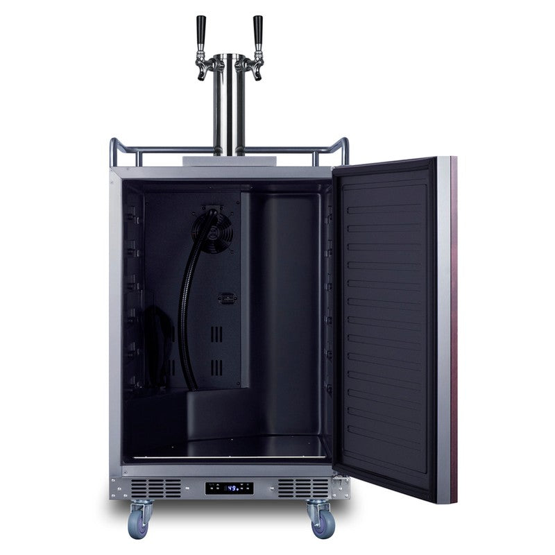 Summit SBC682PNRCFTWIN 24-inch panel-ready dual tap cold brew coffee kegerator, door open showing empty interior